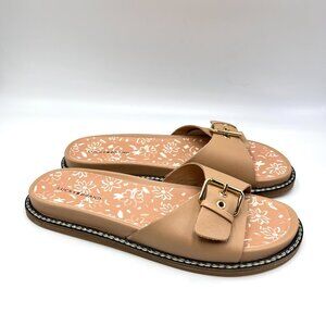 Lucky Brand Womens Size 12‎ Anelia Tan Brown Leather Slides Sandals Shoes